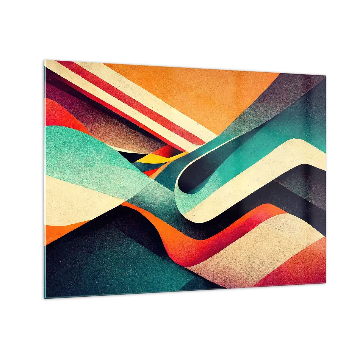 Schilderen op glas - Kleurrijke strepen in een dynamische, abstracte compositie - 70x50cm - Intensieve compositie - Moderne wanddecoratie voor woonkamer en slaapkamer ARTTOR