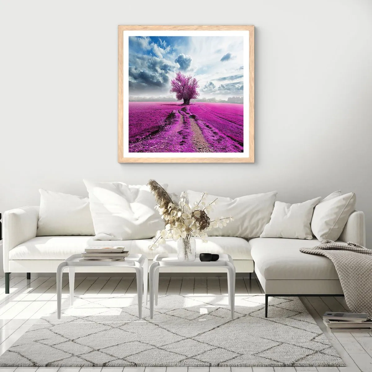 Een poster in een licht eiken lijst - Heide - heilige plek - 50x50 cm