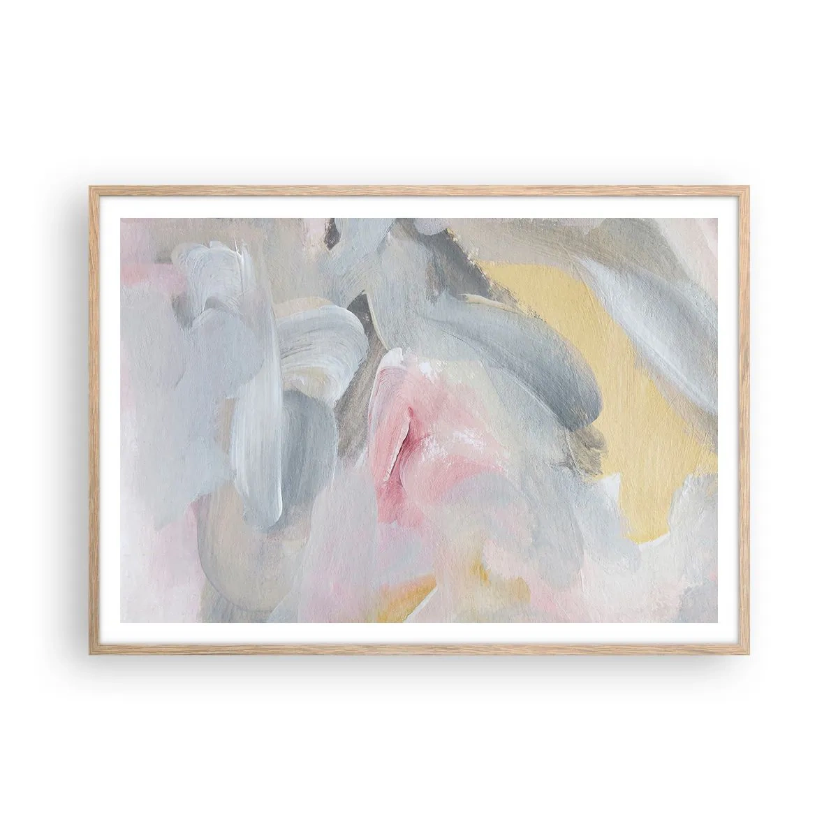 Een poster in een licht eiken lijst - In een pastelkleurige wereld - 100x70 cm