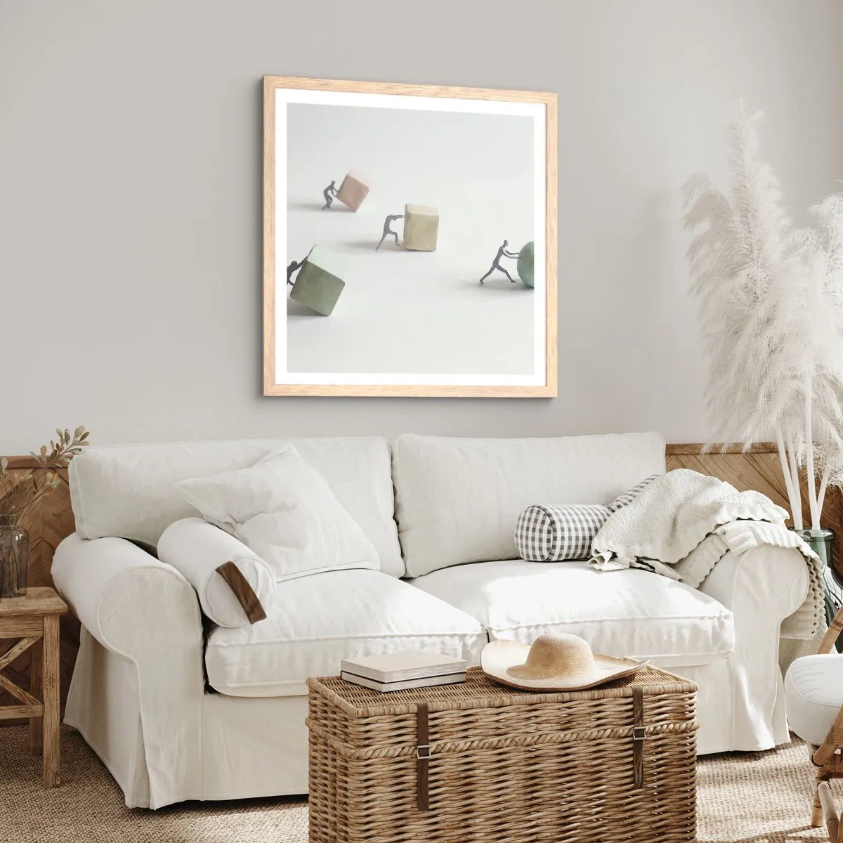 Een poster in een licht eiken lijst - Puur leven - 50x50 cm