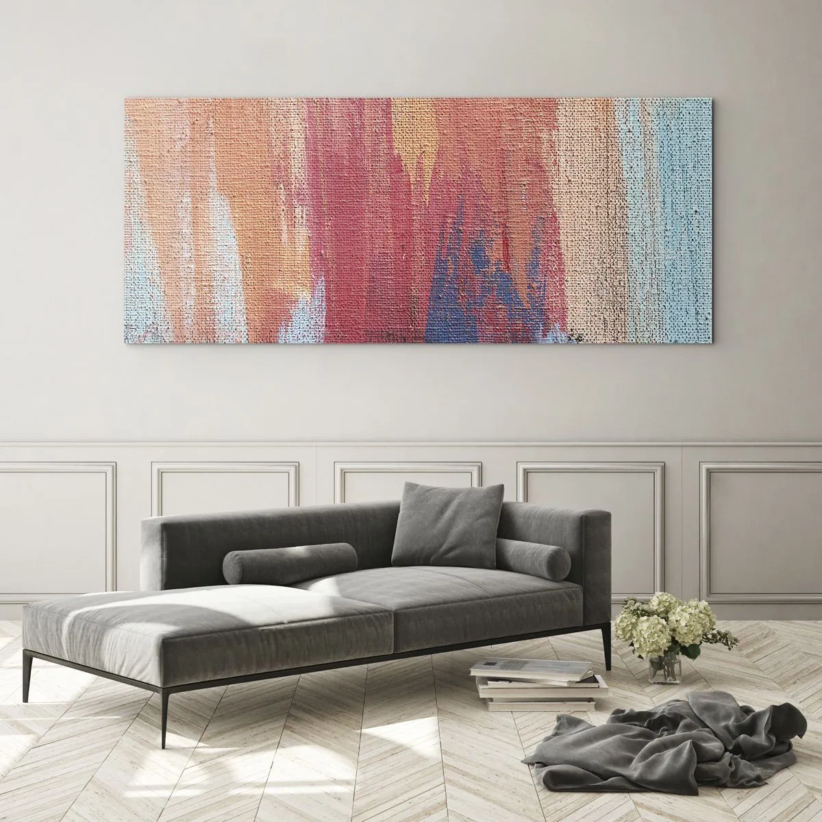 Schilderen op glas - Ren door de regenboog - 100x40 cm
