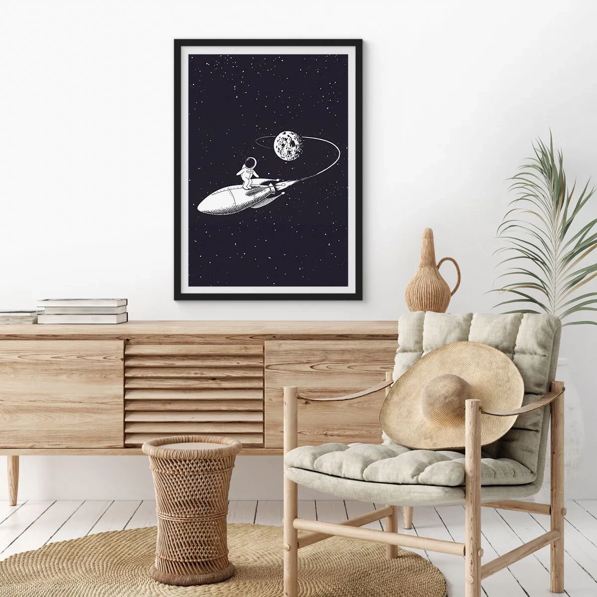 Poster in een zwarte lijst - Spacesurfer - 40x50 cm