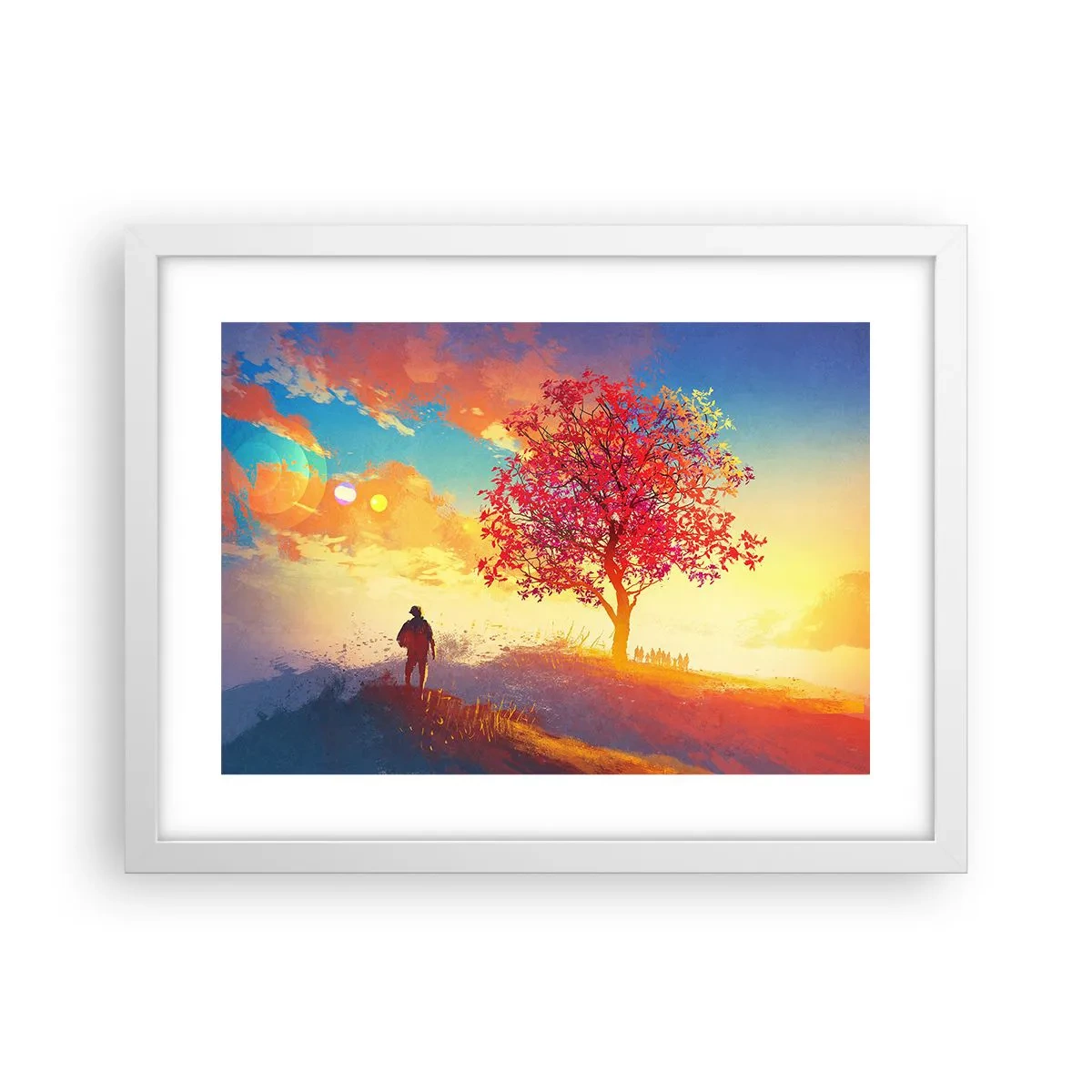 Poster in een witte lijst - Pelgrim bij de bestemming - 40x30 cm