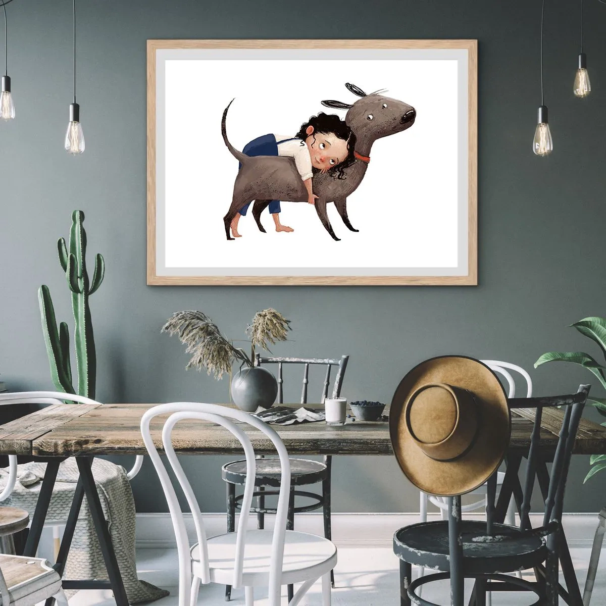 Een poster in een licht eiken lijst - Beste vrienden - 100x70 cm