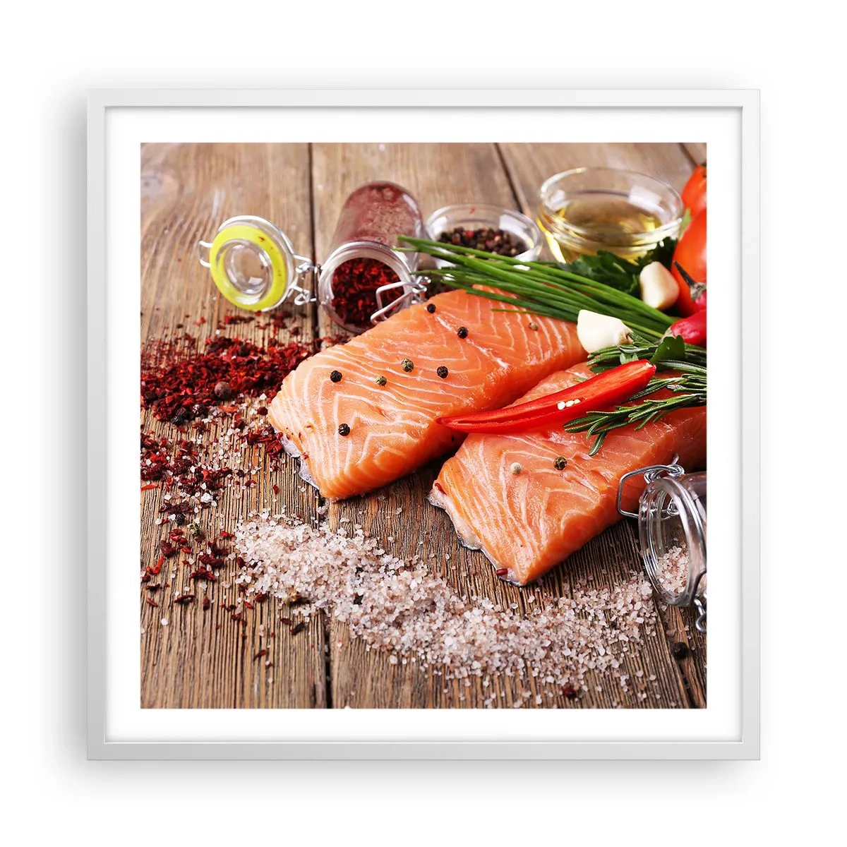 Poster in een witte lijst - Noors avontuur in de keuken - 60x60 cm