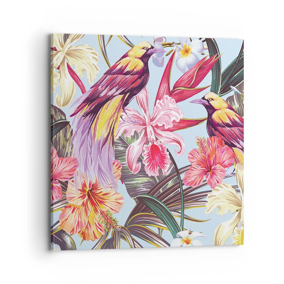 Schilderen op canvas - Bloemblaadjes en veren - 70x70 cm