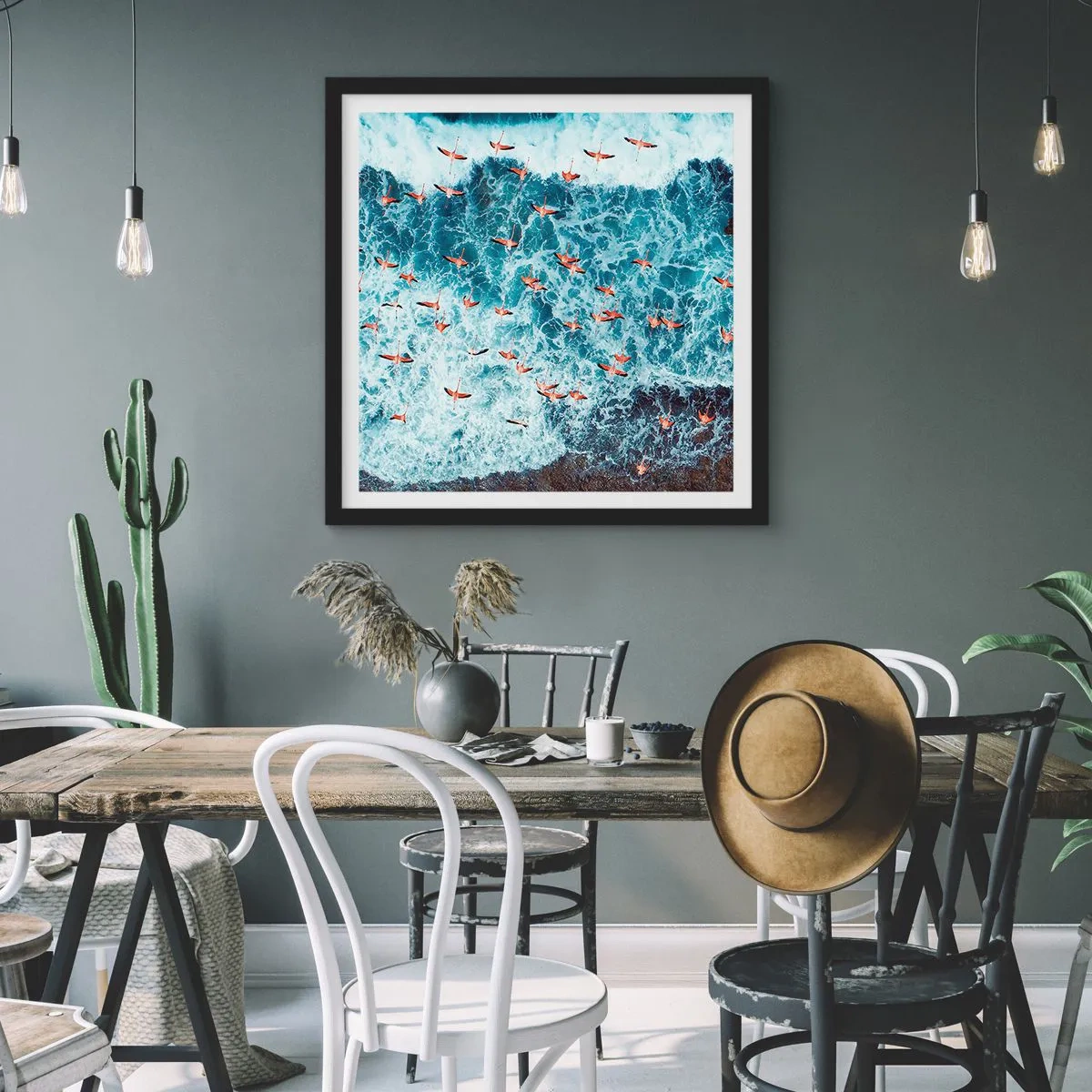 Poster in een zwarte lijst - De kustparade - 30x30 cm