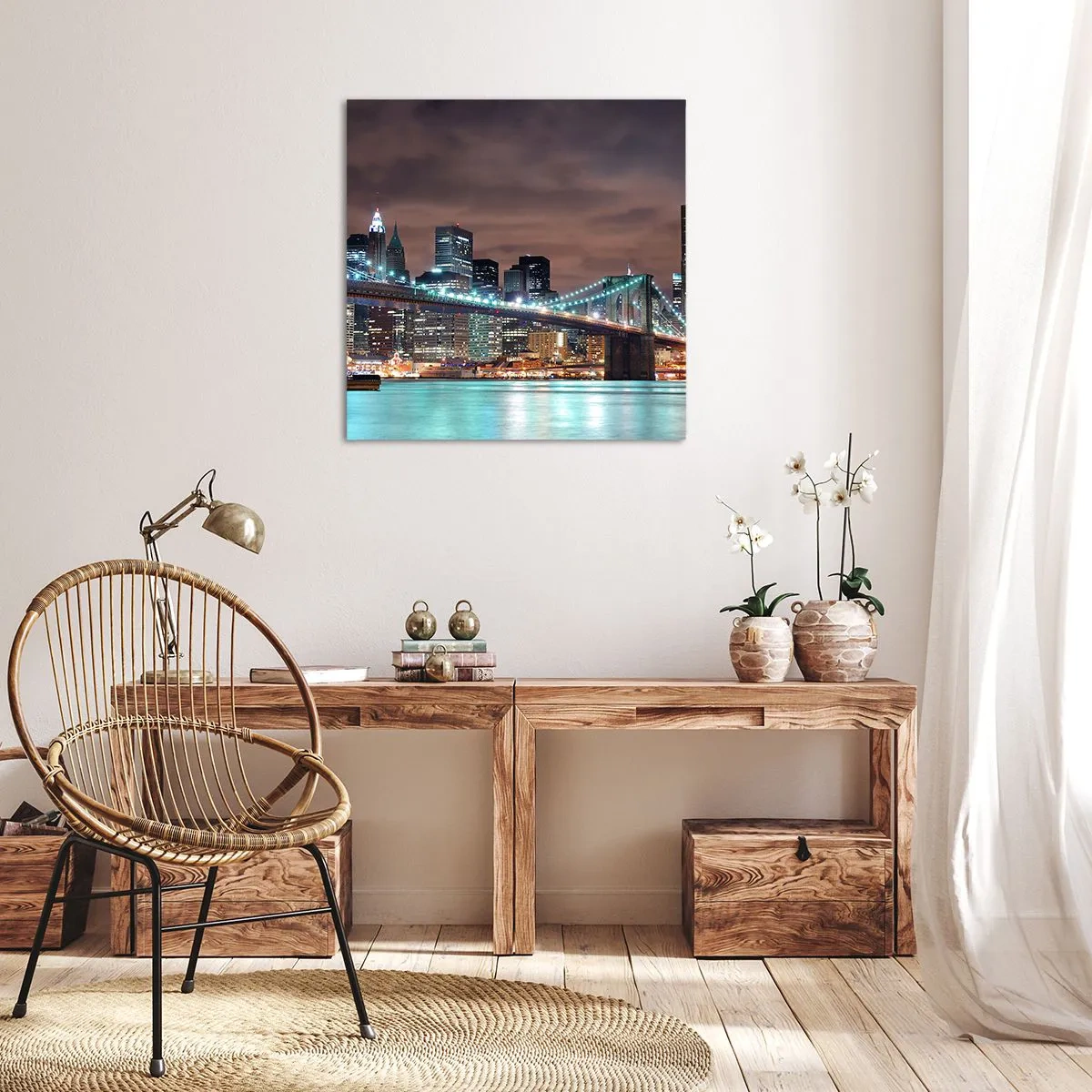 Schilderen op canvas - Lichten van een grote stad - 30x30 cm