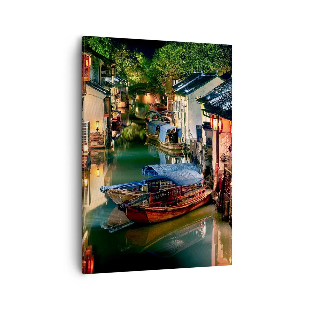 Schilderen op canvas - Een avond op een Chinese straat - 50x70 cm