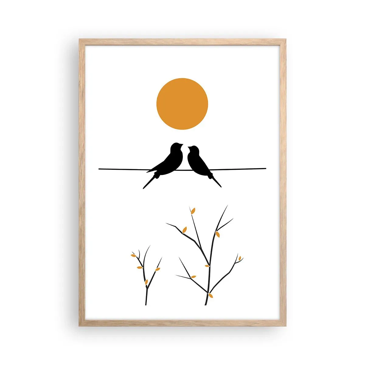 Een poster in een licht eiken lijst - Nachtegalen avond - 50x70 cm