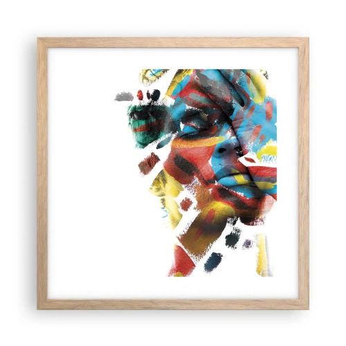 Een poster in een licht eiken lijst - Een kleurrijke persoonlijkheid - 40x40 cm