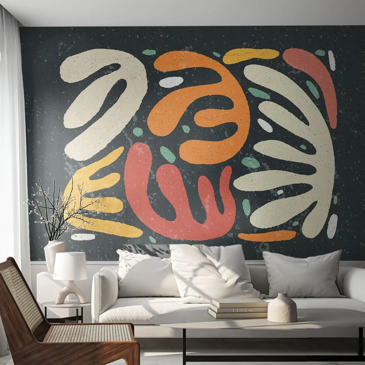 Zelfklevend Fotobehang Deluxe Sticker - Compositie – ik sta op het punt je te pakken te krijgen - Boho, Minimalisme, Op leeftijd - 450x315 cm