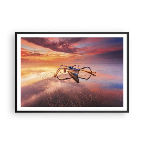 Poster in een zwarte lijst - De rust van een tropische avond - 100x70 cm