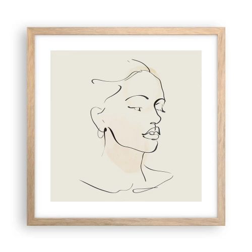 Een poster in een licht eiken lijst - Een bepaalde lijn - 40x40 cm