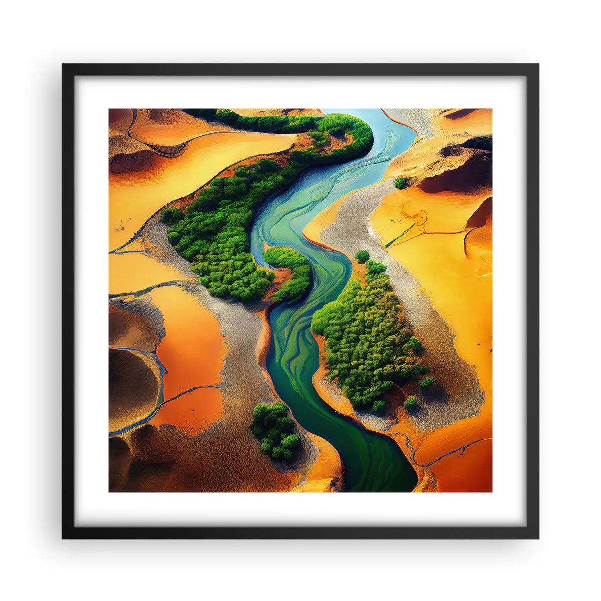Poster in een zwarte lijst - Levengevende rivier - 50x50 cm