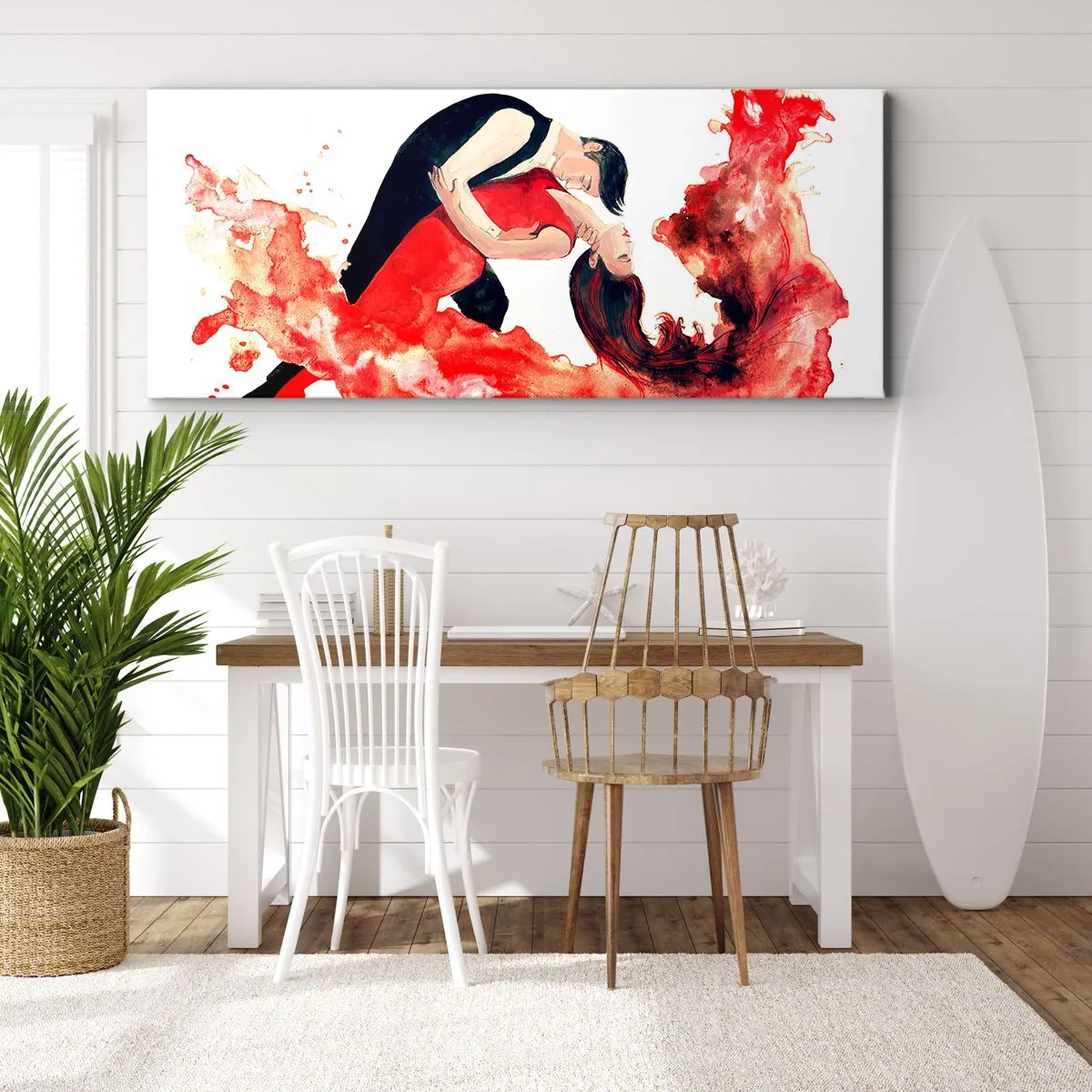 Schilderen op canvas - Tango - een sensuele golf - 160x50 cm