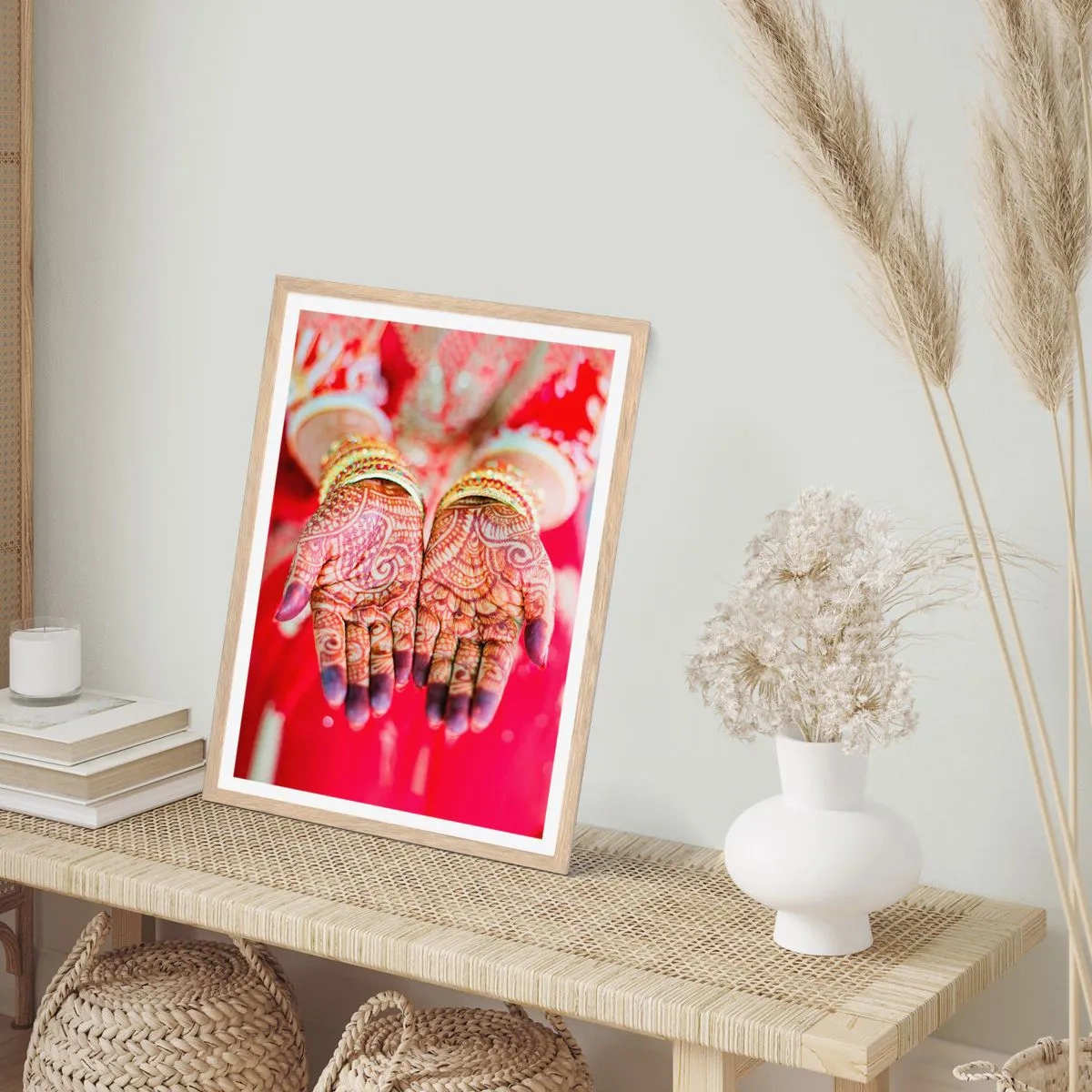 Een poster in een licht eiken lijst - Klaar om je geluk te vangen? - 61x91 cm