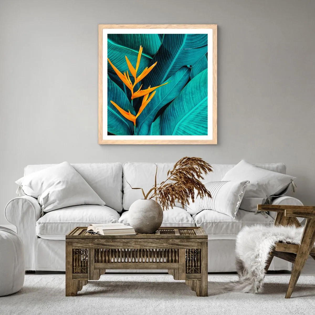 Een poster in een licht eiken lijst - Eden bloem - 60x60 cm