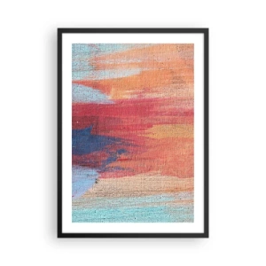 Poster in een zwarte lijst - Abstracte verfstreken in warme en koele tinten - 50x70cm - Ren door de regenboog - Moderne wanddecoratie voor woonkamer en slaapkamer ARTTOR