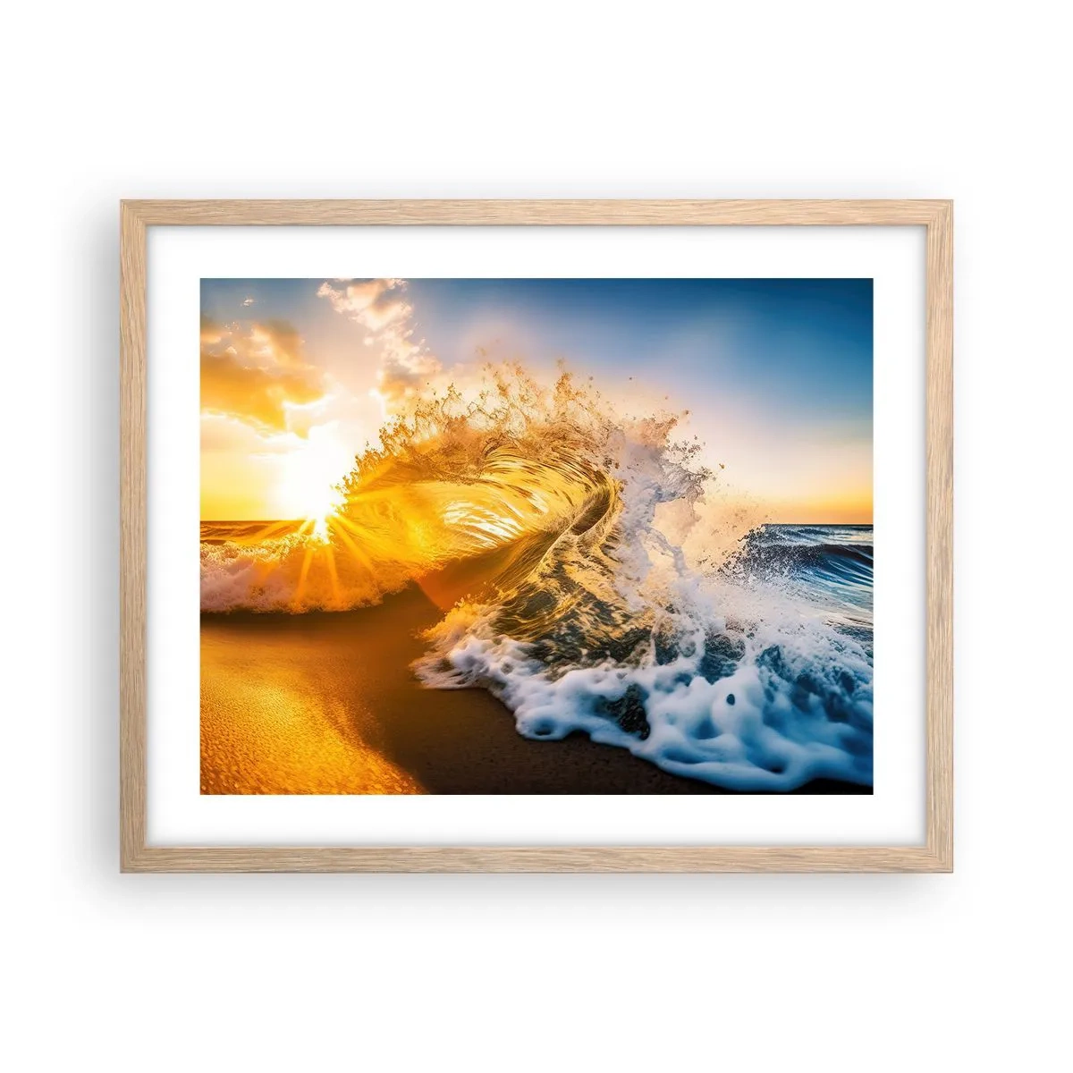 Een poster in een licht eiken lijst - Plezier in het zand - 50x40 cm