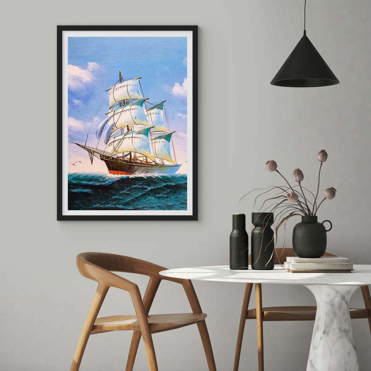 Poster in een zwarte lijst - Trots met de wind - 70x100 cm