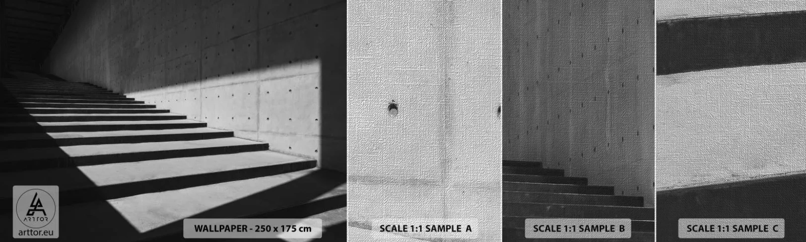 Fotobehang Monster Premium Canvas - De rauwe schoonheid van het modernisme - Industrieel, Architectuur, Trap - 100x30 cm