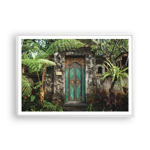 Poster in een witte lijst - Een deur naar een exotische wereld - 100x70 cm