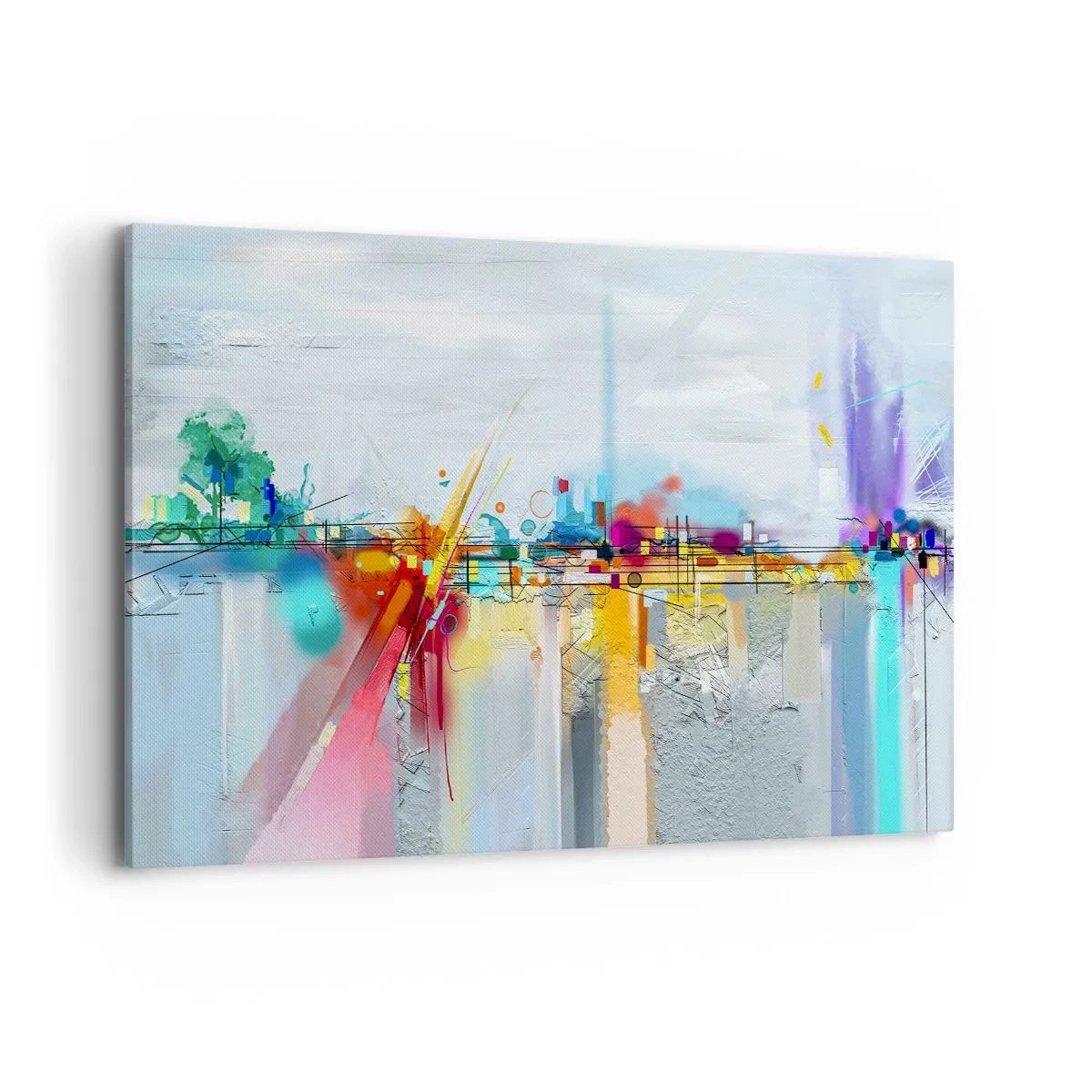 Schilderen op canvas - Brug van vreugde bij de rivier van het leven - 120x80 cm