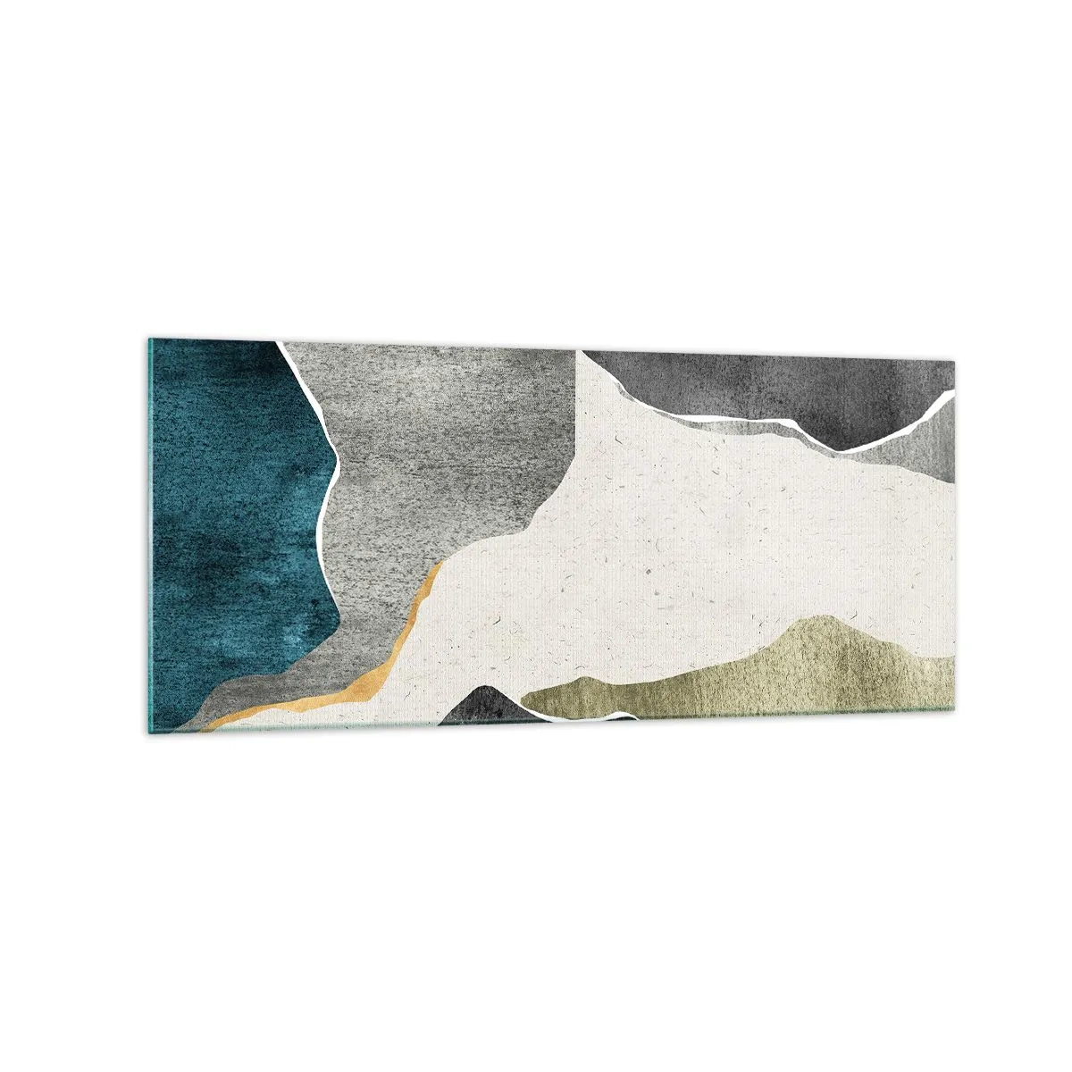 Schilderen op glas - Mozaïekcompositie met gouddraad - 120x50 cm