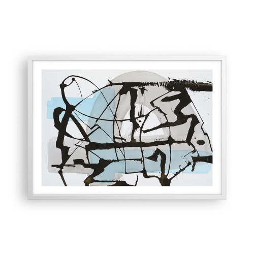 Poster in een witte lijst - Toch blauw - 70x50 cm