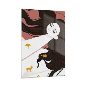Schilderen op glas - Droom over een gouden paard - 50x70 cm