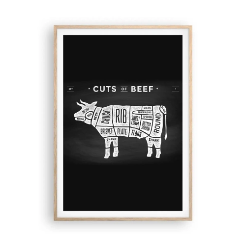 Een poster in een licht eiken lijst - Slagers ABC - 70x100 cm