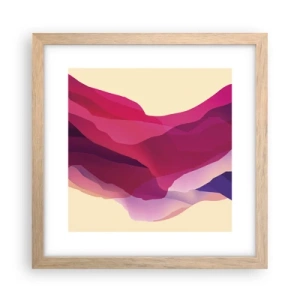 Een poster in een licht eiken lijst - Paarse golven - 30x30 cm