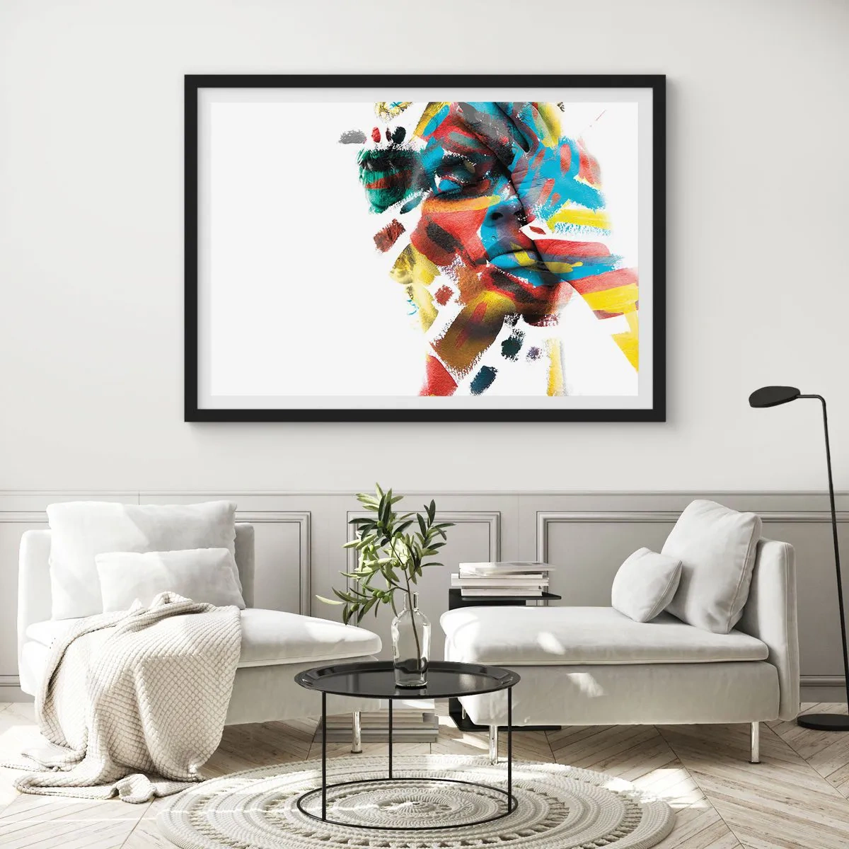 Poster in een zwarte lijst - Een kleurrijke persoonlijkheid - 91x61 cm