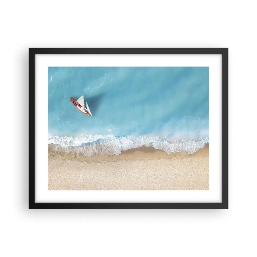 Poster in een zwarte lijst - Op de grens van blauw en goud - 50x40 cm