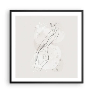 Poster in een zwarte lijst - De blik dwaalt af - 60x60 cm