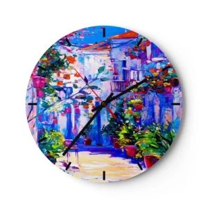 Wandklok - Klok - Impressie - een Italiaanse straat - 40x40 cm