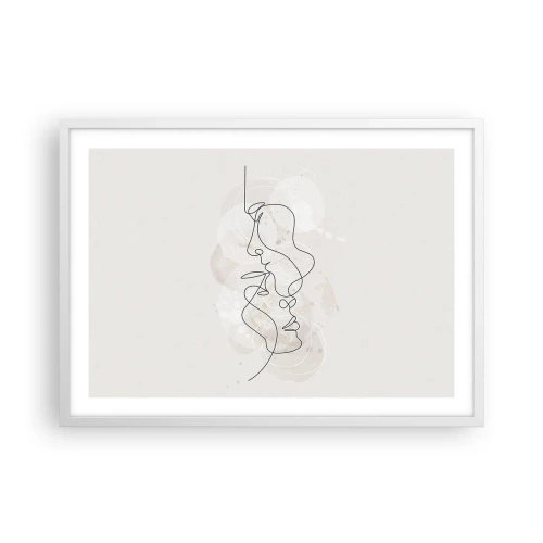 Poster in een witte lijst - Verstrikt in een omhelzing - 70x50 cm