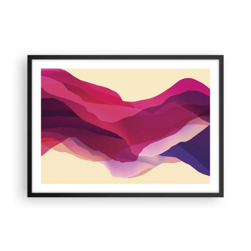 Poster in een zwarte lijst - Paarse golven - 70x50 cm