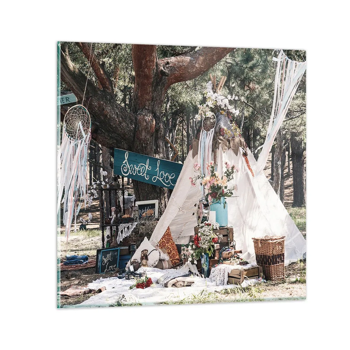 Schilderen op glas - De liefde bedrijven ... - 70x70 cm