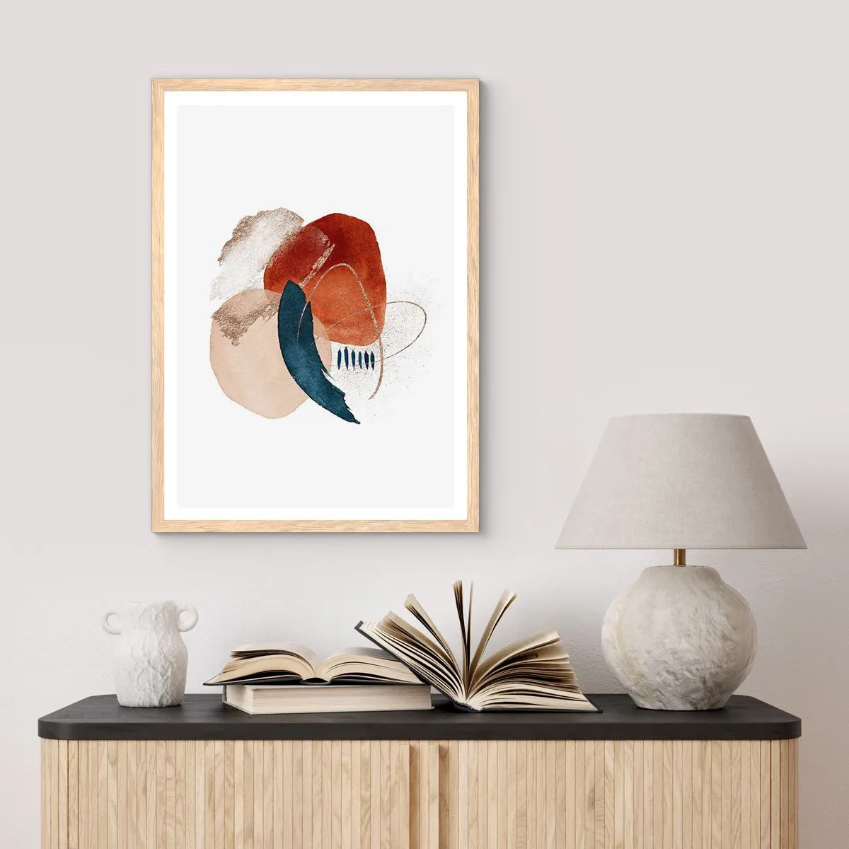 Een poster in een licht eiken lijst - Ovale compositie - 70x100 cm