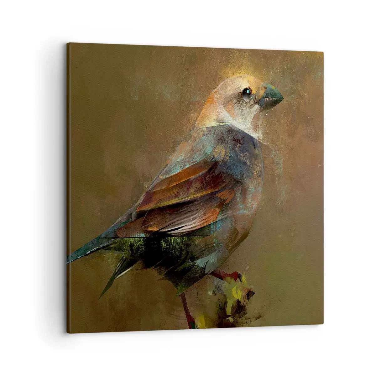 Schilderen op canvas - Een mus, een klein vogeltje - 50x50 cm