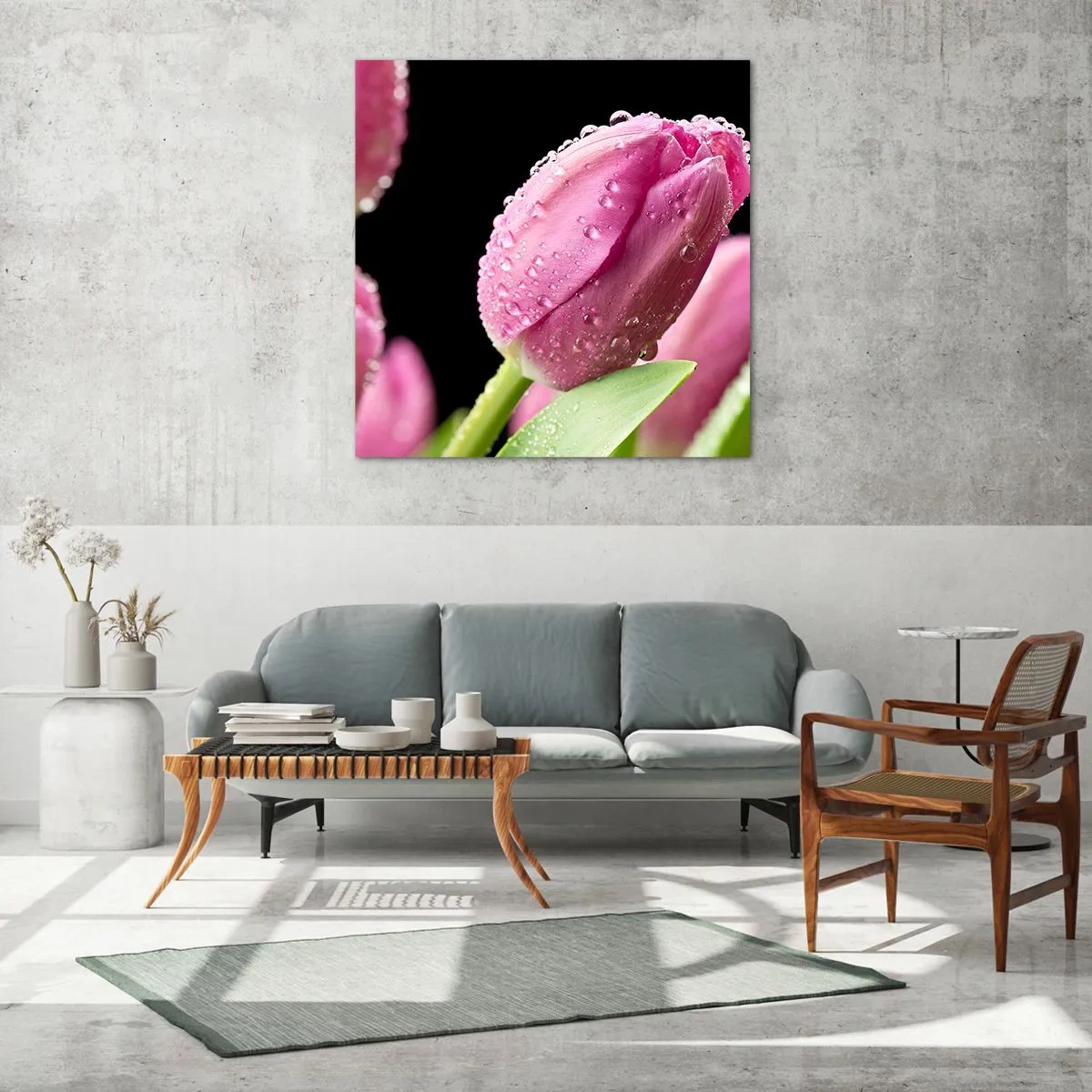 Schilderen op glas - Lila droom in dauw - 70x70 cm