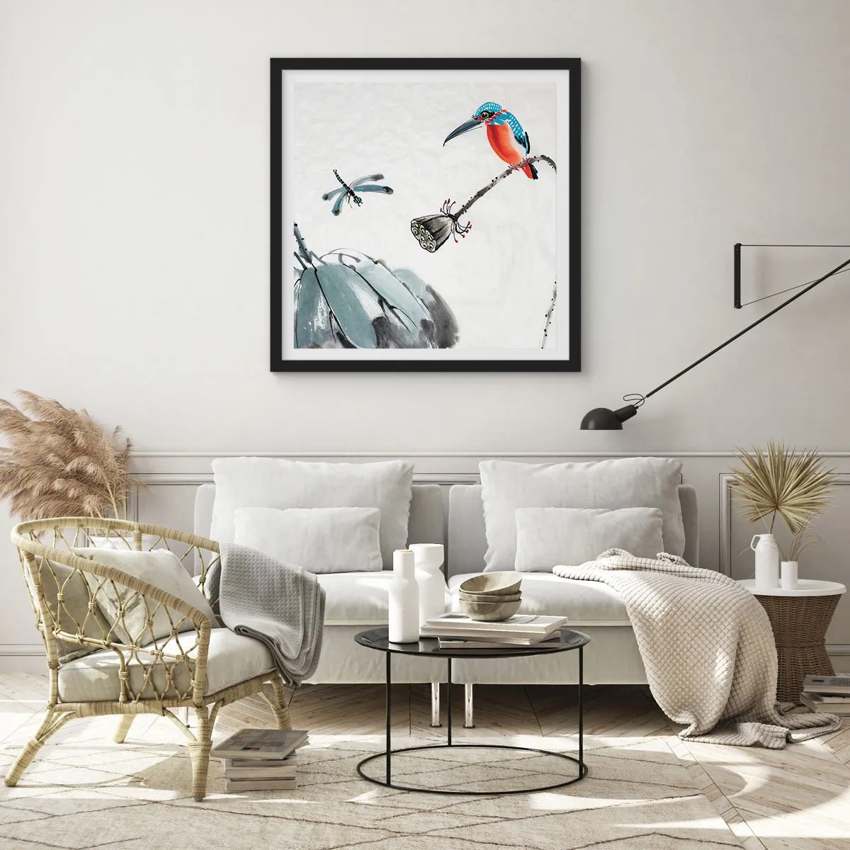 Poster in een zwarte lijst - Het leven van de weide - 60x60 cm