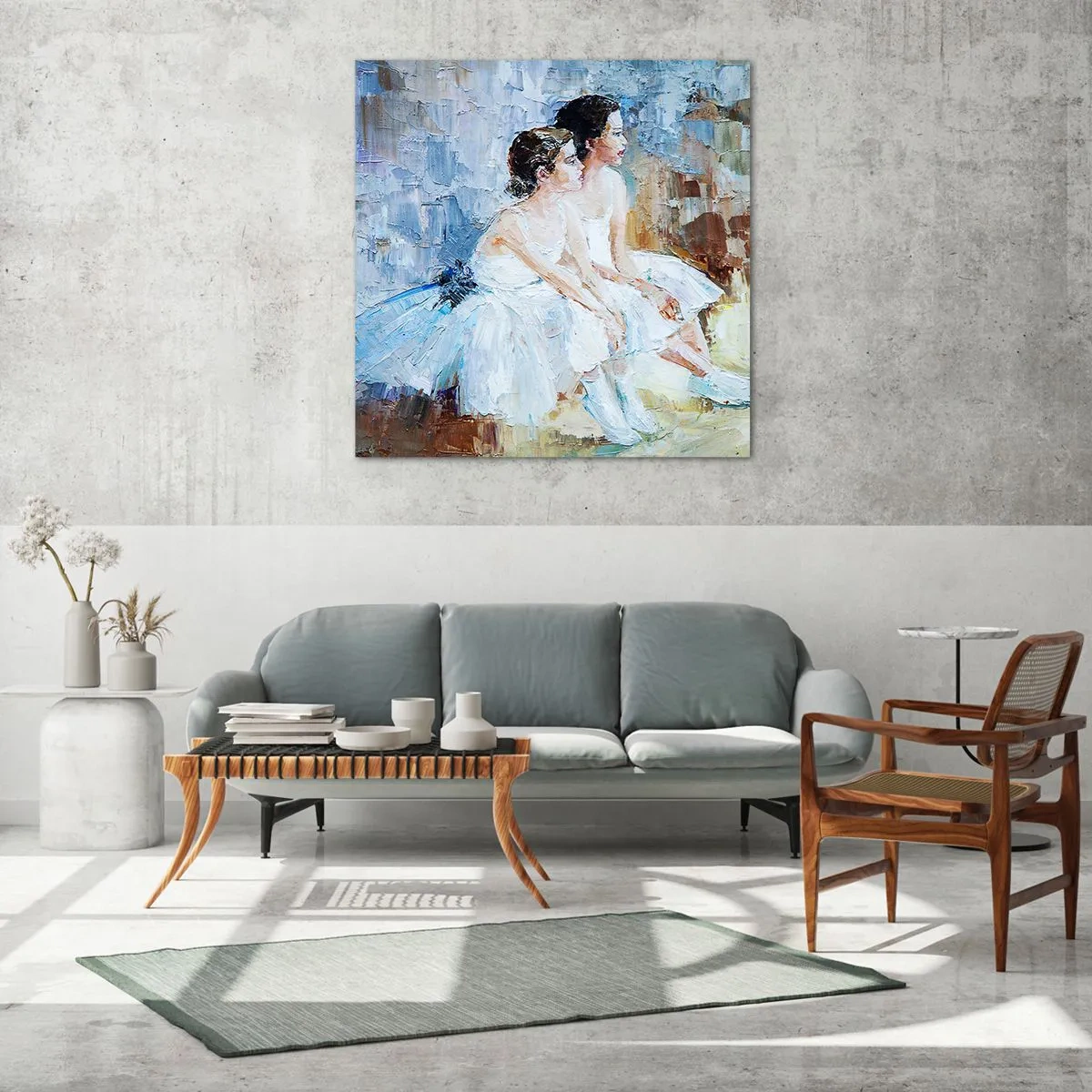 Schilderen op glas - Rust van jonge zwanen - 60x60 cm