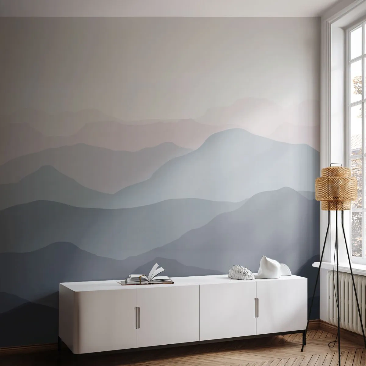 Fotobehang Standard Eco - Golven van de bergen - Abstractie, Grafisch, Bergen - 400x280 cm