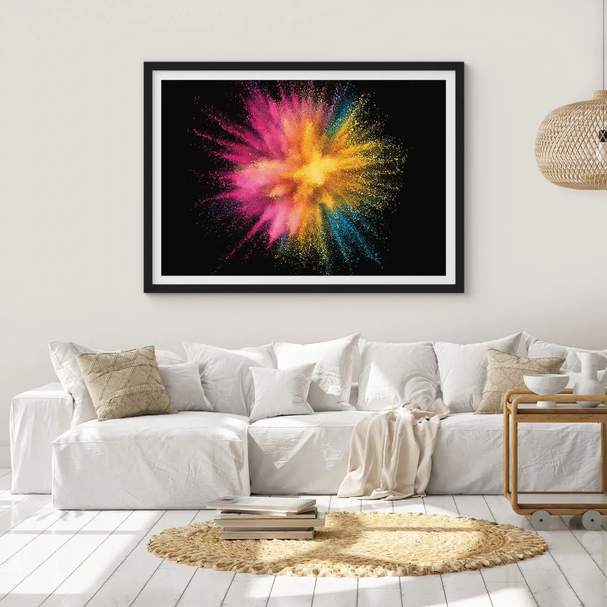 Poster in een zwarte lijst - De geboorte van kleuren - 100x70 cm