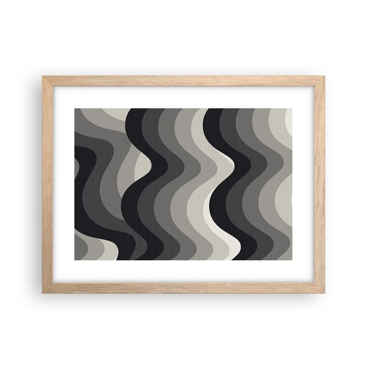 Een poster in een licht eiken lijst - Golf na golf - 40x30 cm