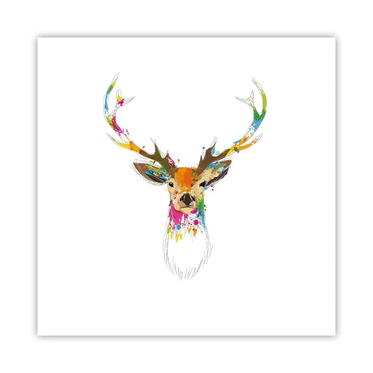 Poster - Een zacht hert badend in kleur - 60x60 cm