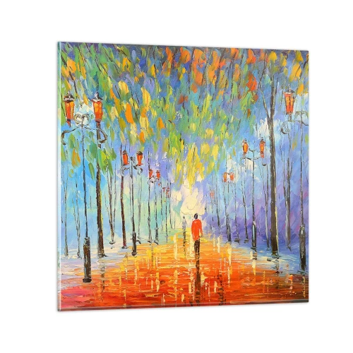 Schilderen op glas - Nachtlied van regen - 50x50 cm